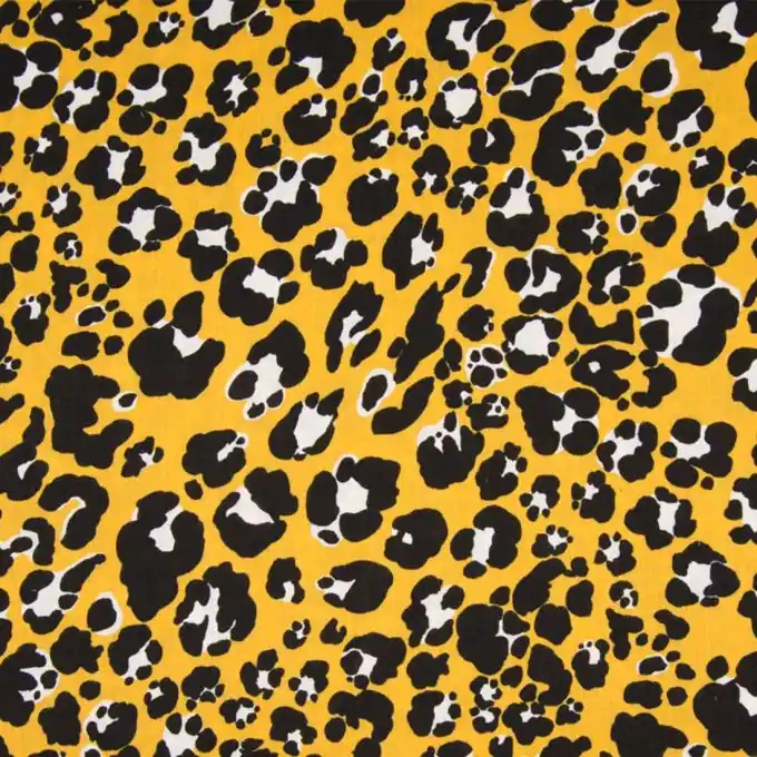 Super-Preis Segeltuch Leinenoptik Leopardenmuster Gelb