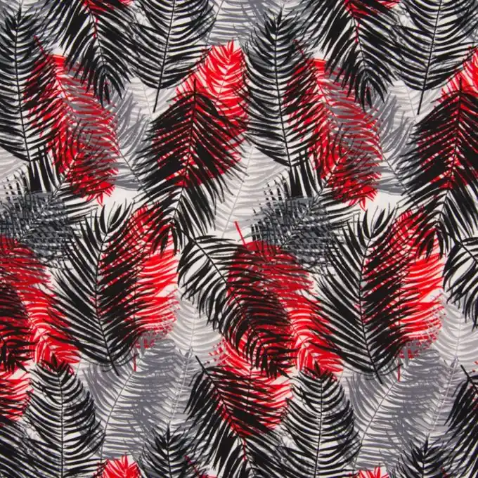 Popeline Viskosestoff Federn Rot Schneller Versand