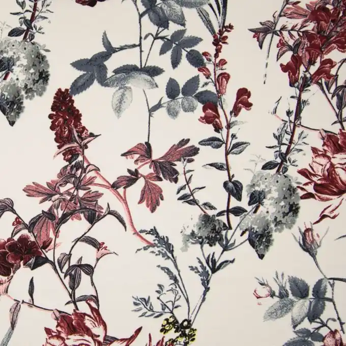 Crêpestoff Blumenmotiv Ecru Heißes Angebot