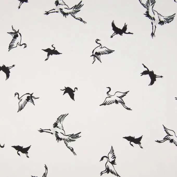 Kostenfreie Lieferung Crêpestoff Vögel Weiss