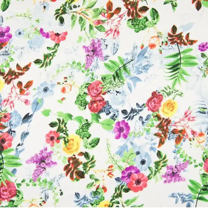 Crêpestoff Blumen Grün Neue Ware