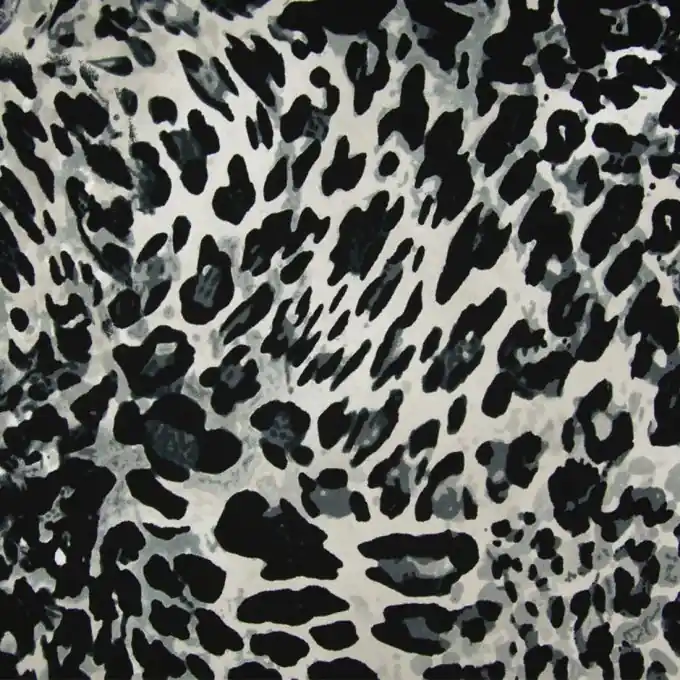 Neue Kollektion Crêpestoff Leopardenmuster Grau