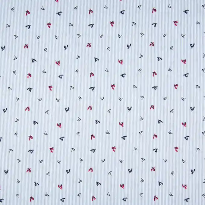 Schneller Versand Popeline Stretch Vögelmotiv Weiss