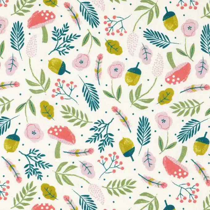 Popeline Baumwolle Wald Ecru Sonderangebot