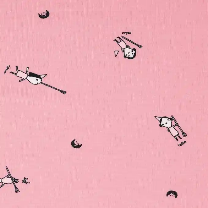 Hochwertig Baumwolljersey Hexen Rosa