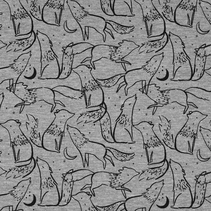 Neuheit Sweatshirtstoff Wölfe Grau