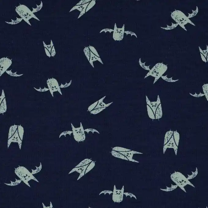 Kostenfreie Lieferung Sweatshirtstoff Fledermäuse Marineblau