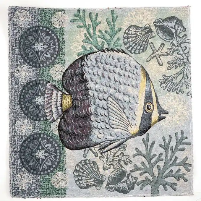 Stoffabschnitt Jacquard Fische Online Kaufen