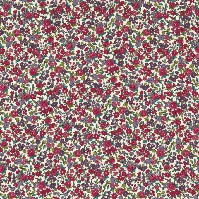 Sonderaktion Baumwollbatist Frou-Frou Weinrot Blumenmuster