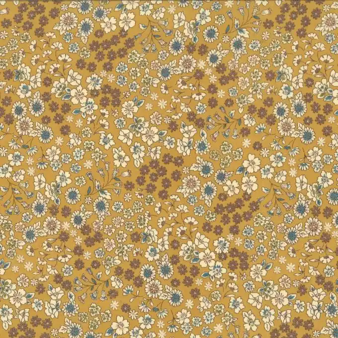 Baumollbatist Frou-Frou Senfgelb Blumen Heute Kaufen