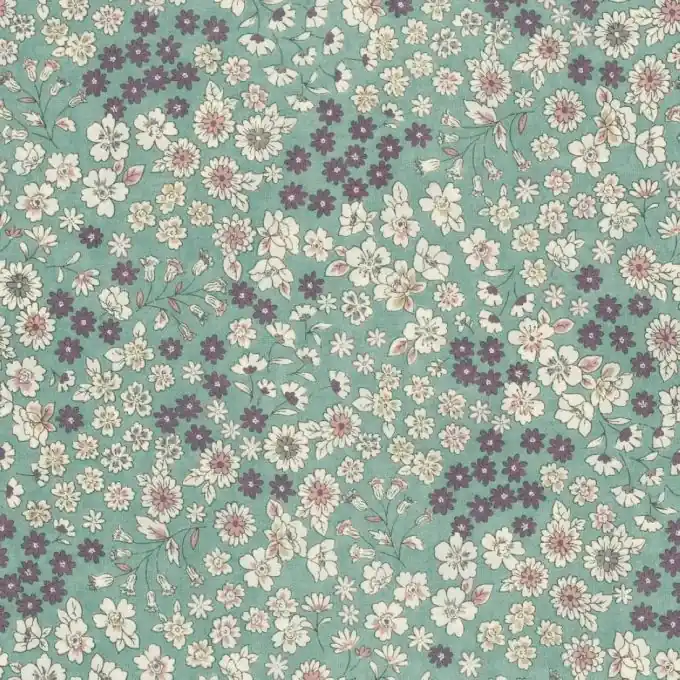 Baumwollbatist Frou-Frou Blume Eucalyptus Billig