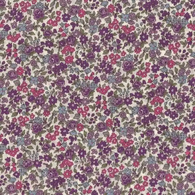 Sonderangebot Baumwollbatist Frou-Frou Blumen/Rosa Lavendel