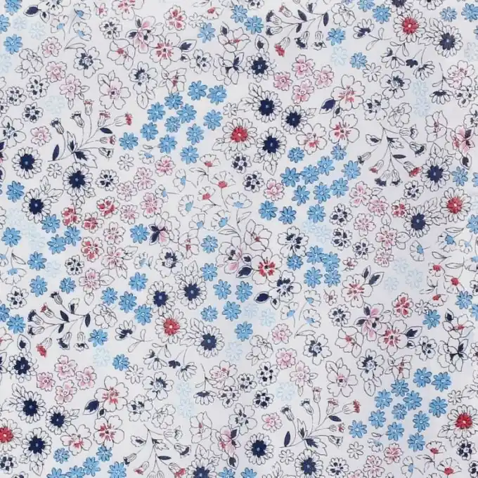 Expressversand Baumwollbatist Frou-Frou Blumen Elfenbein