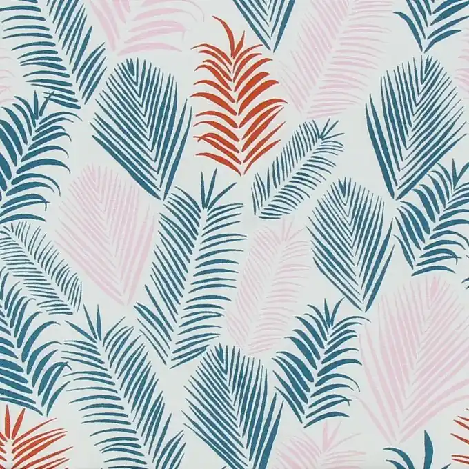 Baumwollbatist Frou-Frou Palmenmotiv Blau Rio Geprüft