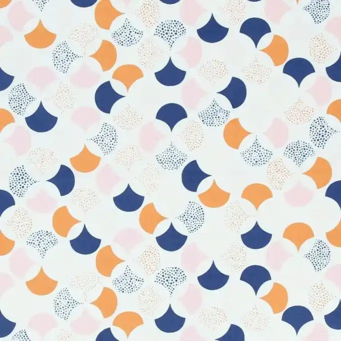 Original Stoff aus feiner Baumwolle mit Mandarinenfarbenen Schuppenmuster in Lissabon