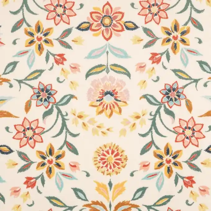 Samtstoff Weiss Buntes Blumenmotiv Preis Gesenkt