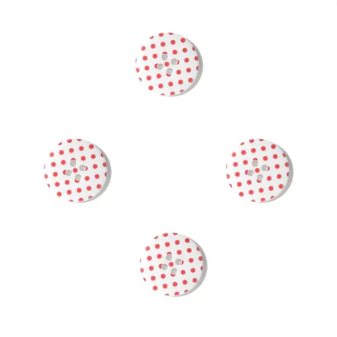 Neue Kollektion Knöpfe Vichy mit Punkten weiß rot 25 mm