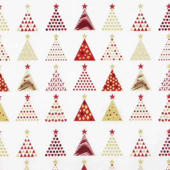 Beliebt Weihnachtsstoff Tannen Rot/Gold