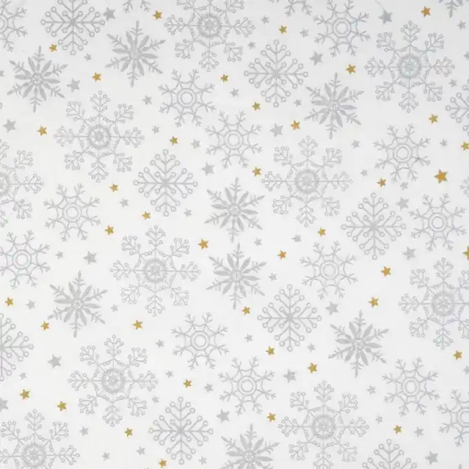 Baumwollstoff Schneeflocken silbern Neu Im Sortiment
