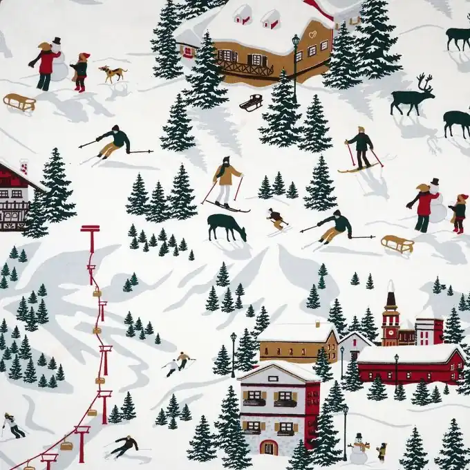 Dicker Baumwollstoff Skistation Aktuell