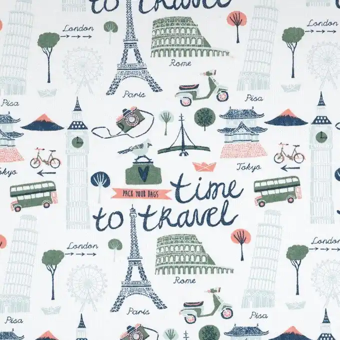 Kostenloser Versand Dekostoff Travel Weiss