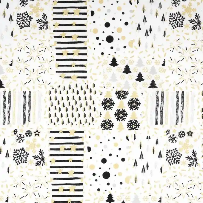 Premium Baumwollstoff Patch Schwarz/Gold