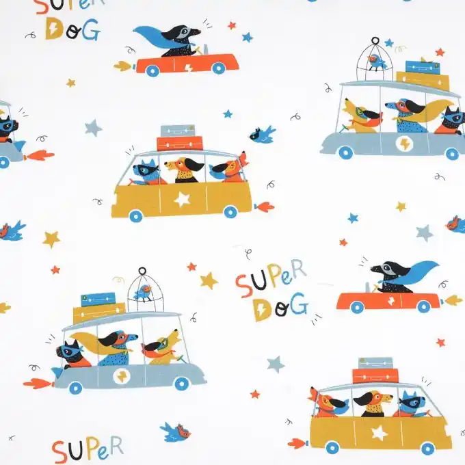 Cretonne Ecru Super Dogs Mengenrabatt