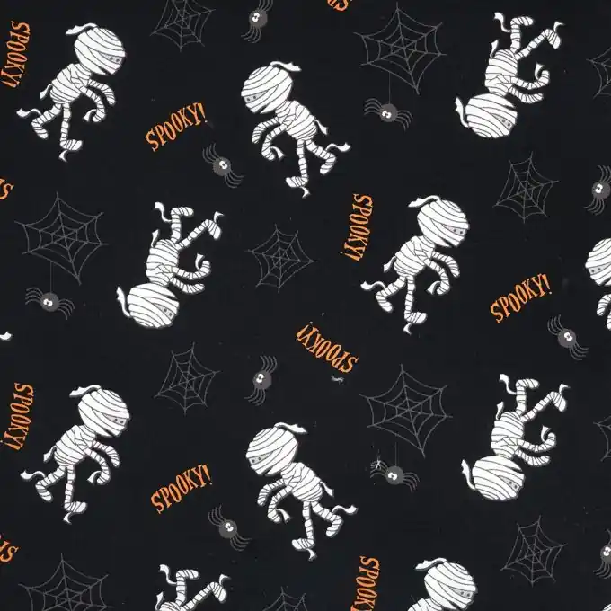 Popeline Baumwolle Schwarz Spooky Kostenfreie Lieferung