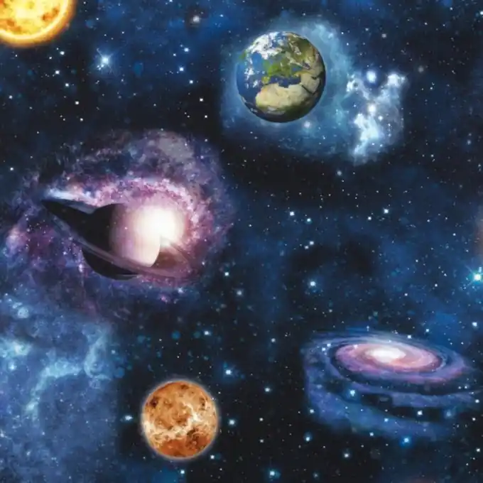 Kostenfreie Lieferung Dicker Baumwollstoff Planeten Blau