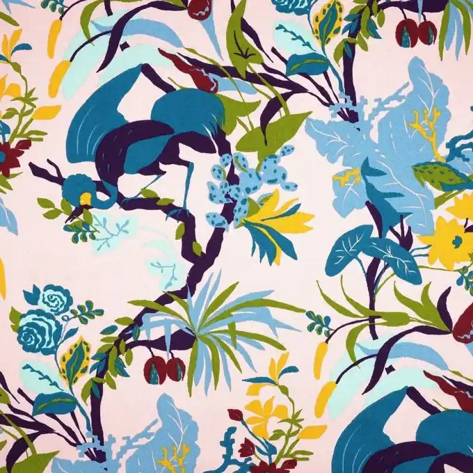 Dicker Baumwollstoff Rosa Vögel Preisreduziert