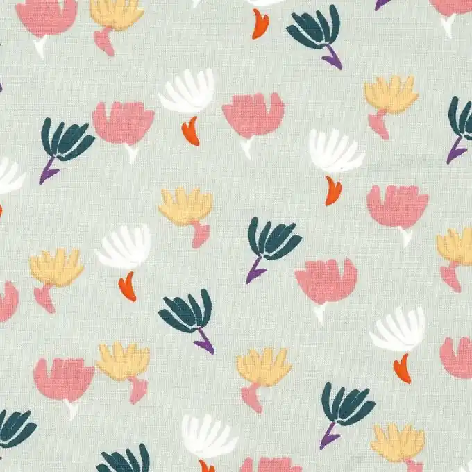 Stoff mit blumigem Kreton-Hintergrund in Wassergrün Saisonangebot