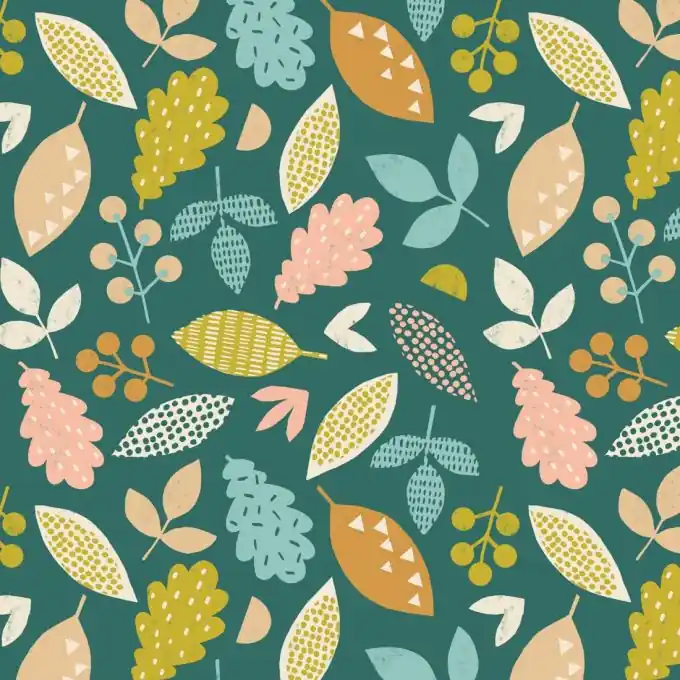 Angebot Baumwollstoff Harvestwood Grün Blattmotiv