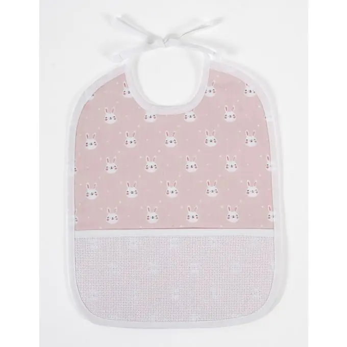 Babylätzchen 6 Monate Rosa mit Häschen Stickerei Zertifiziert