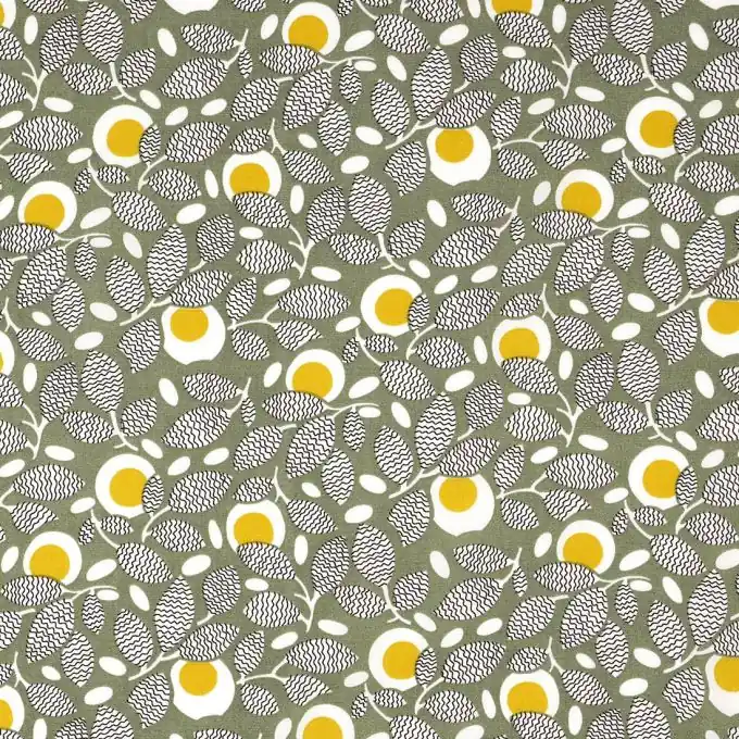 Top-Angebot Popeline Viskose Khaki Blattmotiv