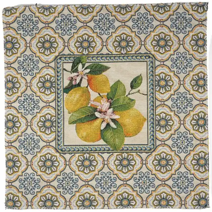 Stoffabschnitt Jacquard Zitronen Preis Gesenkt