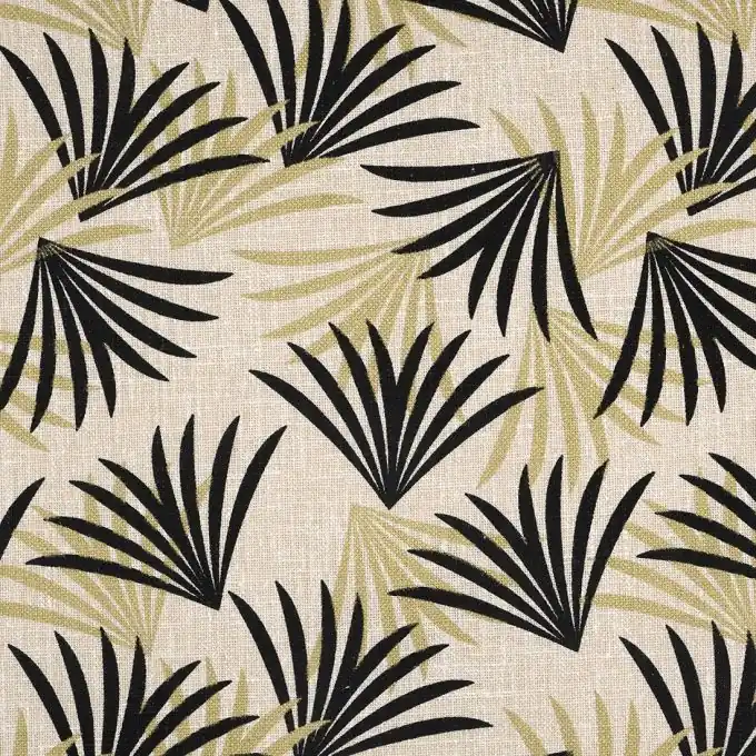 Limited Edition Dicker Dekostoff Palmen Schwarz/Gold