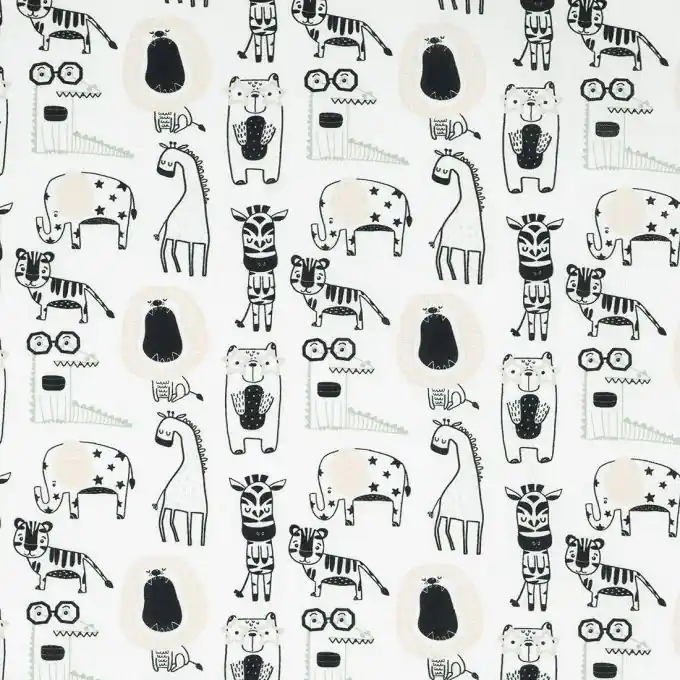 Im Trend Baumwollstoff Tiere School