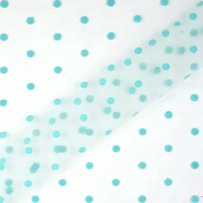 Stoff Tüll blau Samt Punkte Markenware