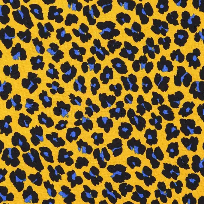 Popeline Viskose Gelb Leopard Neuheit