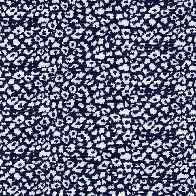 Hochwertig Plisseestoff Satin Leopard Marineblau