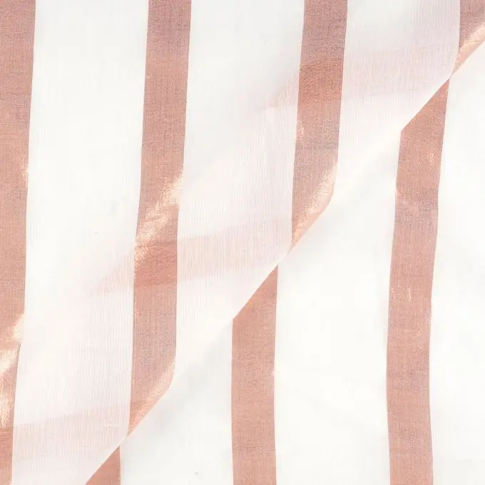 Im Trend Stoff aus Baumwollvoile in Naturweiß mit rosa Streifen