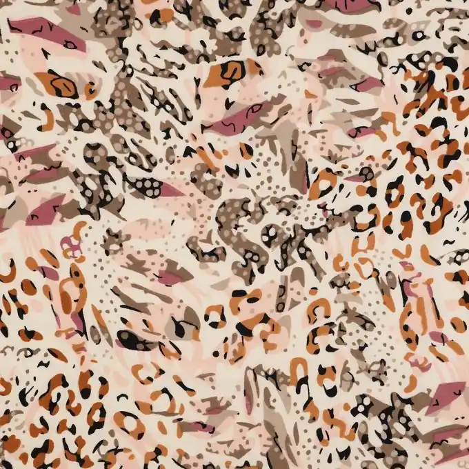 Neue Ware Satinstoff Polyester Leopard Braun/Rosa