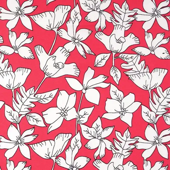 Crêpestoff Blumen Rosa/Weiß Sofort Bestellen