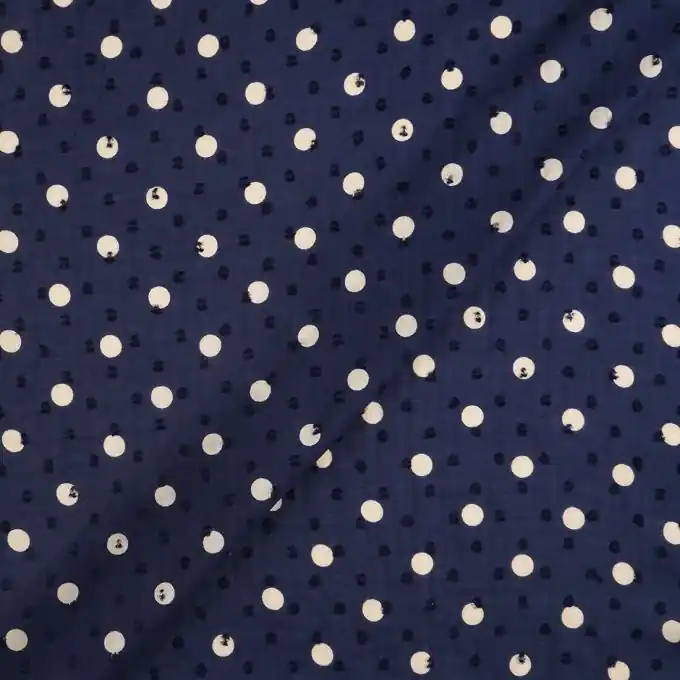Premium Schleierstoff Plumentis Marineblau Punkte