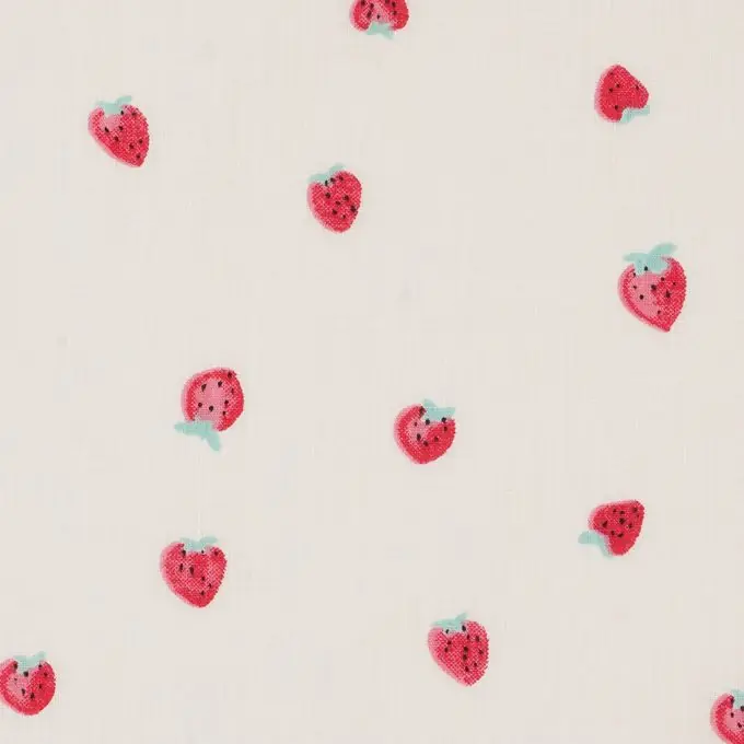 Limited Edition Baumwollstoff Ecru Erdbeere