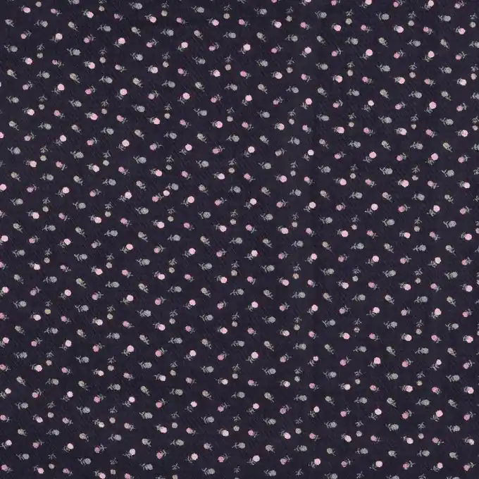 Batist Marineblau Blüten Premium