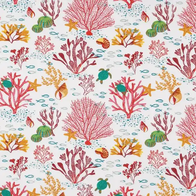 Beschichteter Baumwollstoff Korallen Weiß Original