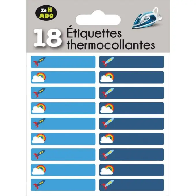 18 Bügeletiketten blau Bestpreis