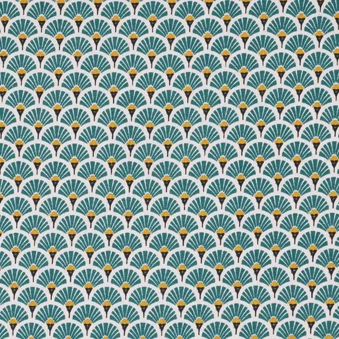 Baumwollstoff Schuppenmuster Blau Zertifiziert