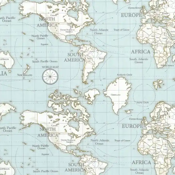 Dicker Baumwollstoff Weltkarte Blau Gleich Bestellen